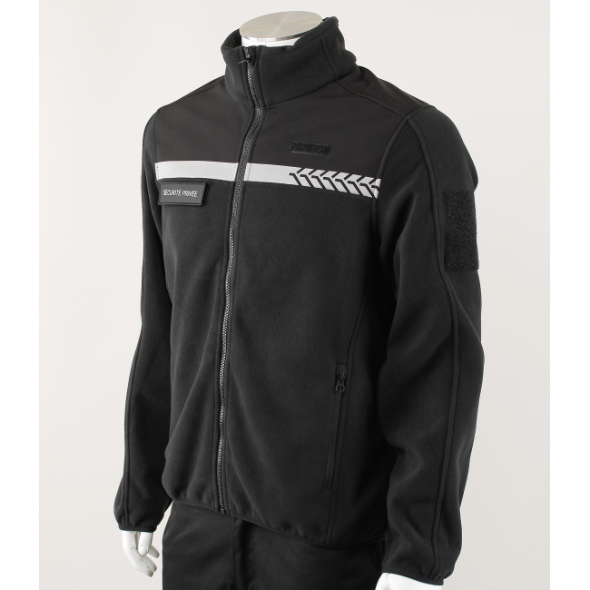 Fleece jas Safetek Particuliere Beveiliging met HV band Zwart - GK
