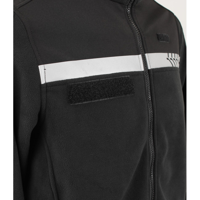 Fleece jas Safetek Particuliere Beveiliging met HV band Zwart - GK