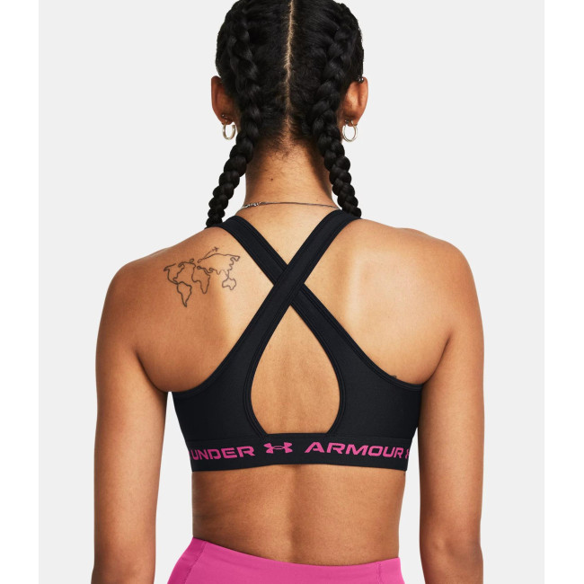 Soutien-gorge de sport à maintien modéré Armour® Crossback pour femme - Noir / Rose - Under Armour