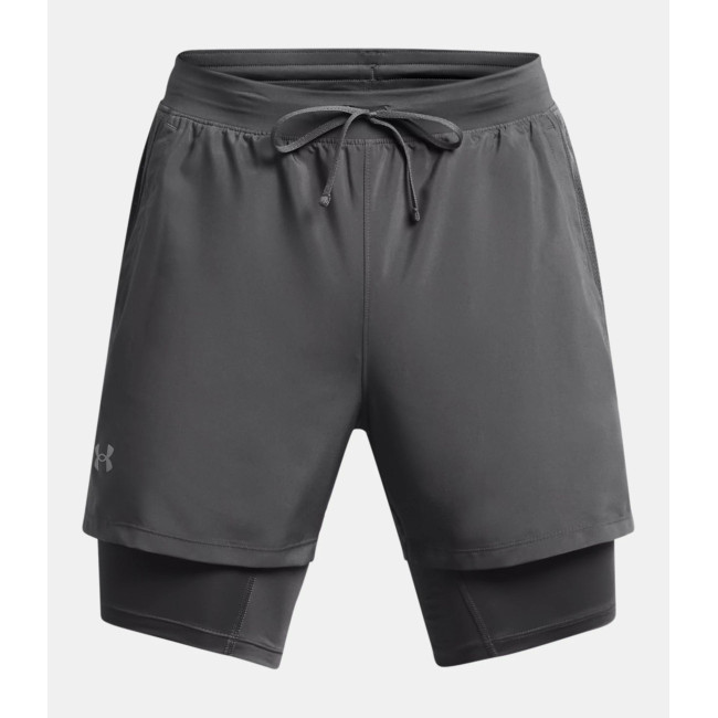 Short homme UA Launch 2 en 1 5' - Gris Pierre - Under Armour