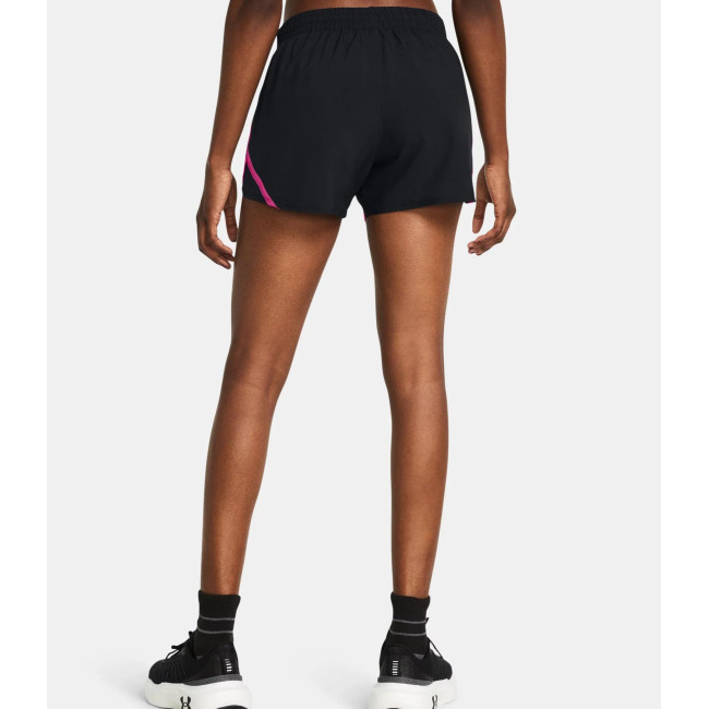 Dames UA Fly-By 3' Short - Zwart / Roze - Under Armour