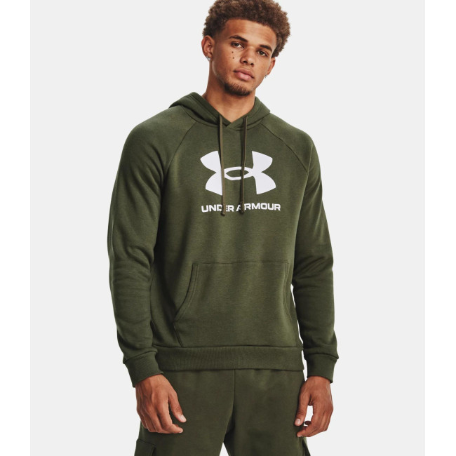 Hoodie polaire homme UA Rival Logo - Vert Olive - Under Armour