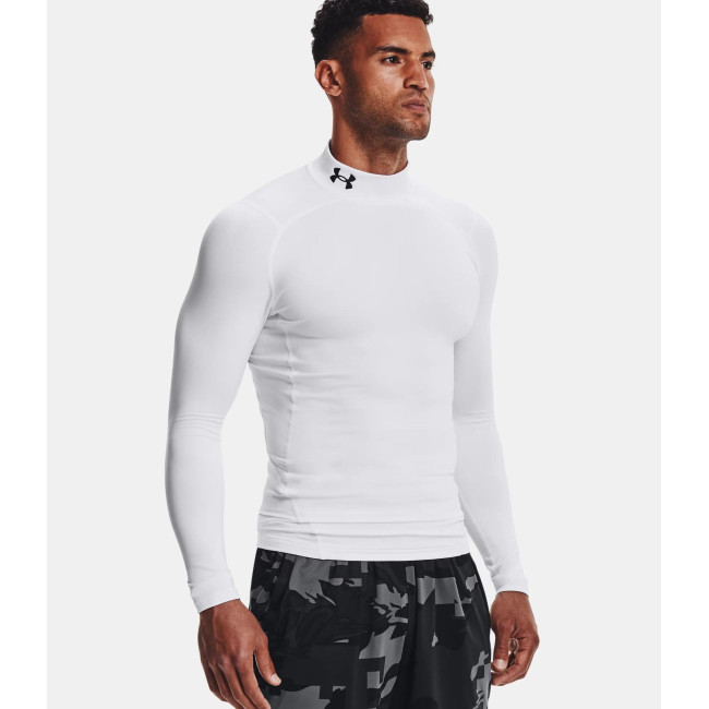 Kompresyjna koszulka bazowa z wysokim kołnierzem ColdGear® Armour męska - Biała - Under Armour