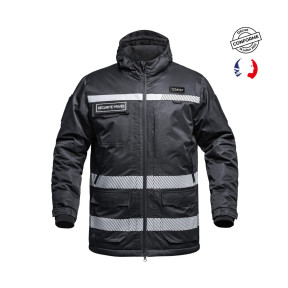 Parka Hardshell con solapa Seguridad Privada y bandas HV WF 150 Sécu-One - Negro - A10 Equipment