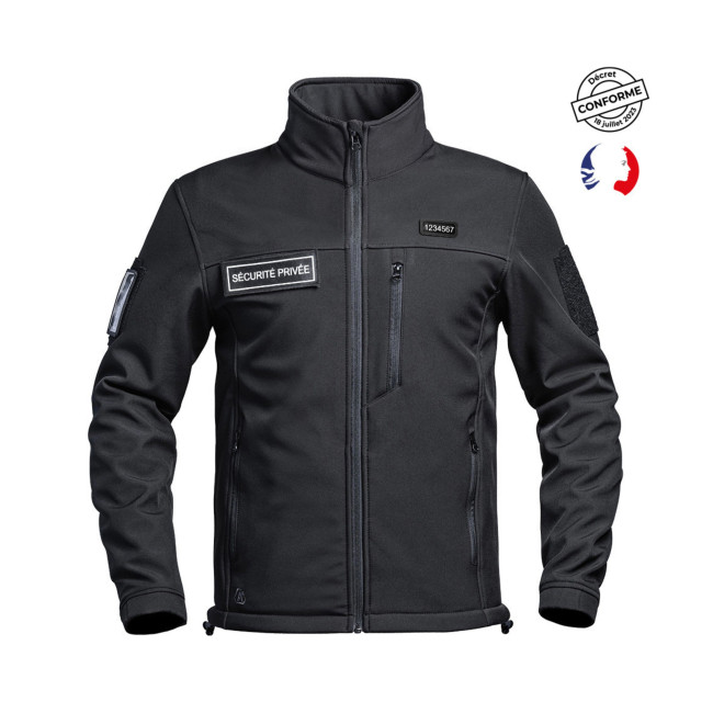 Softshell-Jacke Sécu-One FLAP Private Sicherheit Schwarz - A10 Equipment