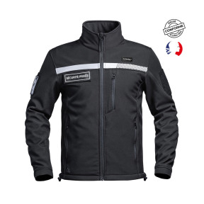 Softshell-Jacke mit Warnstreifen und Klett Private Sicherheit Sécu-One - Schwarz - A10 Equipment