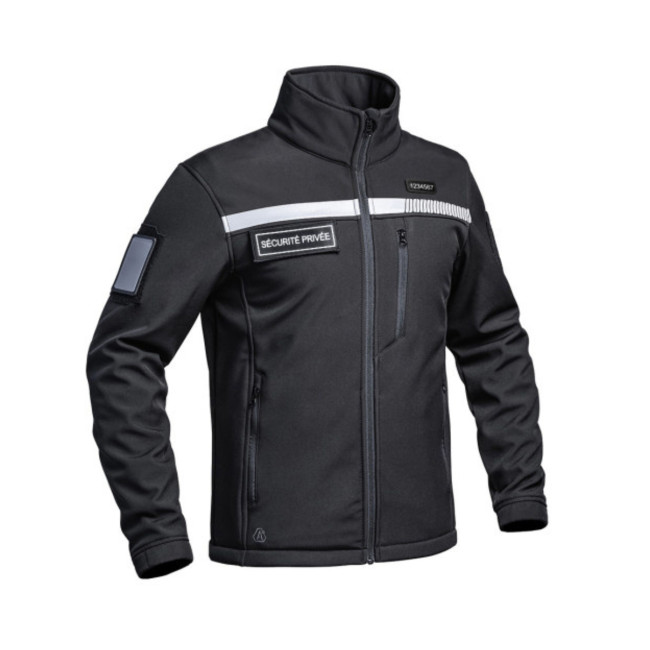 Veste Softshell Sécu-One HV-TAPE Sécurité Privée Noir - A10 Equipment