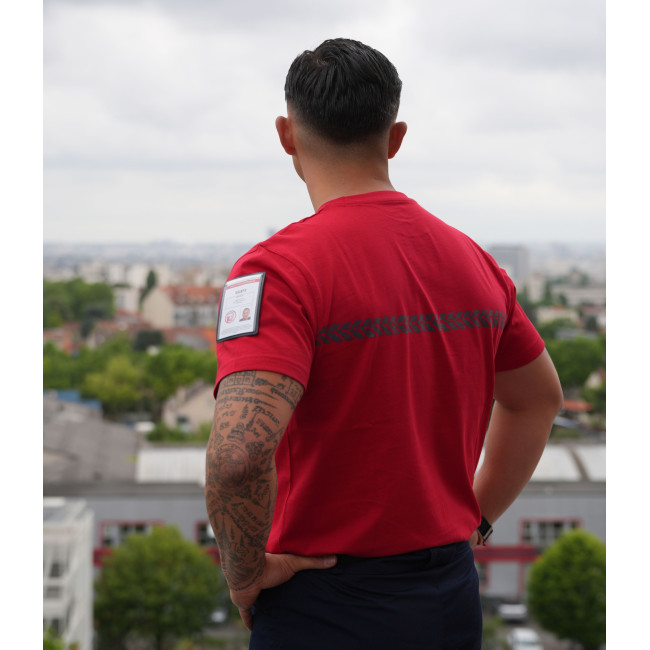 T-shirt 210g opschriften en band Brandweer Beveiliging Rood - Safetek by GK