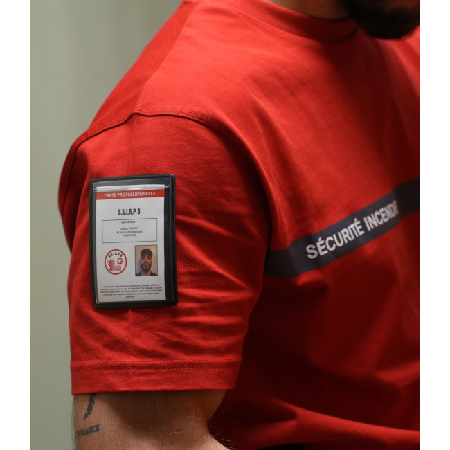 Koszulka T-shirt 210g napisy i pasek Bezpieczeństwo Pożarnicze Czerwony - Safetek by GK