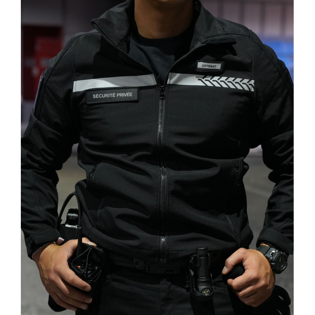 Softshell Private Sicherheit mit HV-Streifen Schwarz - Safetek by GK