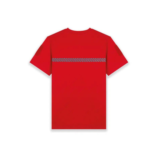 T-Shirt 210g mit Aufschriften und Feuerwehr-Streifen Rot - Safetek by GK