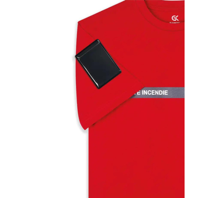 Tee Shirt 210g inscriptions et bande Sécurité Incendie Rouge - Safetek by GK