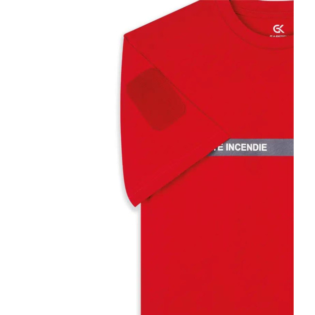Tee Shirt 210g inscriptions et bande Sécurité Incendie Rouge - Safetek by GK