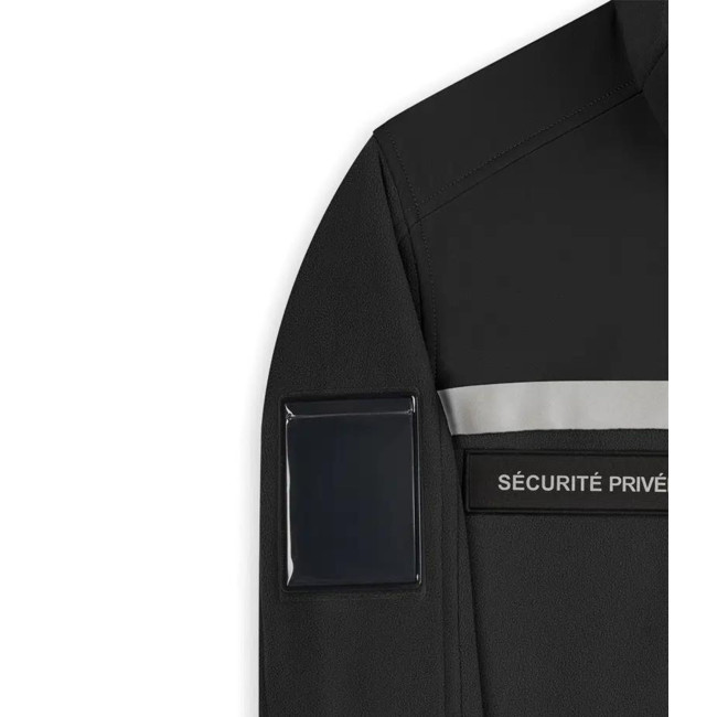 Private Sicherheit Fleecejacke mit HV-Streifen Schwarz - Safetek by GK