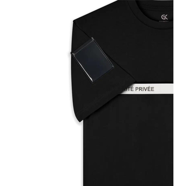 T-Shirt 210g mit Aufschriften und Streifen für private Sicherheit Schwarz - Safetek by GK