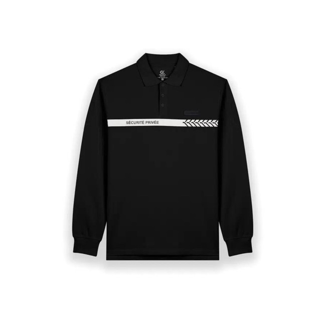 Polo manches longues Sécurité Privée Noir - Safetek by GK