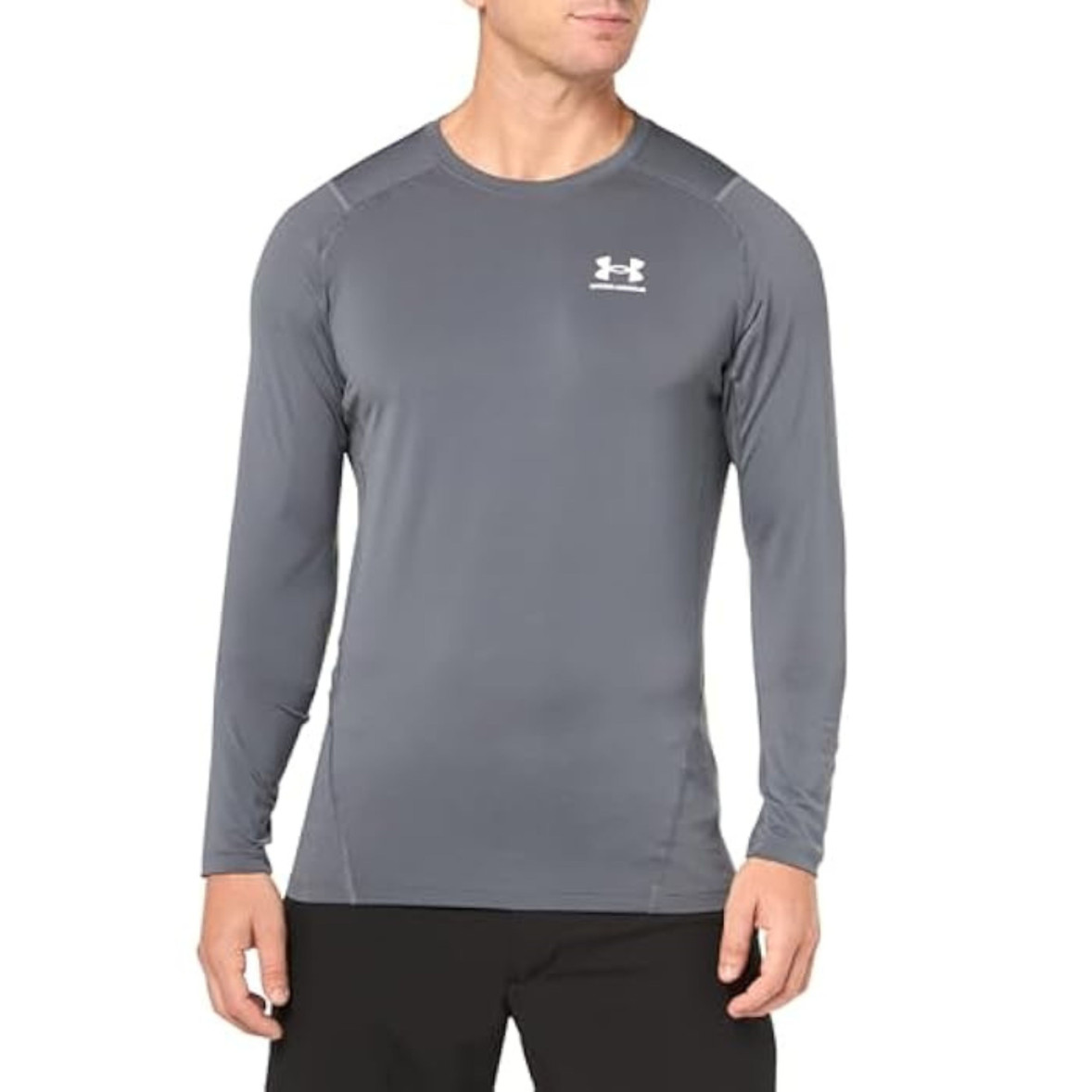 Men's HeatGear® Armour Long Sleeve Shirt Stone Gray Under Armour