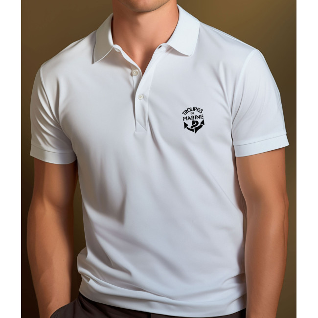 Polo blanc manches courtes Troupes de Marine -Patrol Equipement