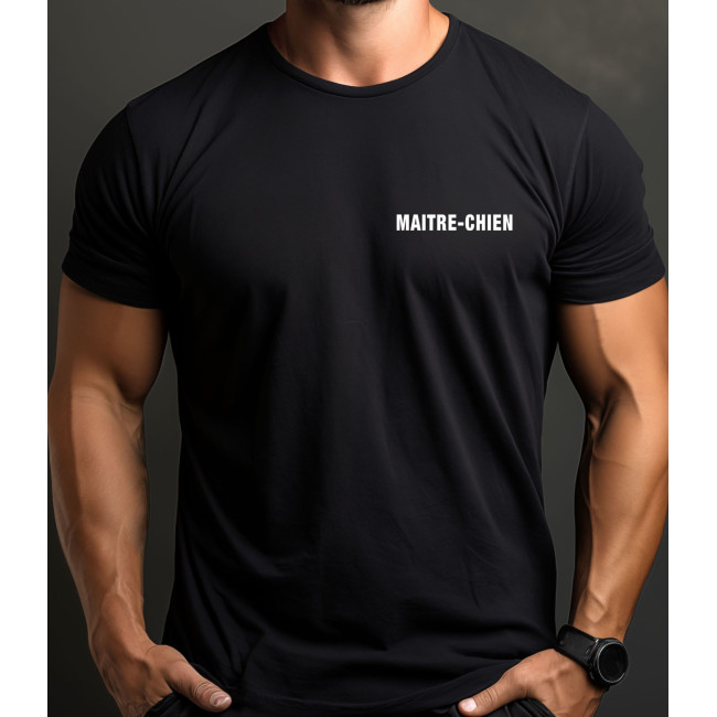 CZARNY T-SHIRT KRÓTKI RĘKAW Z NADRUKIEM PRZEWODNIK PIES - Patrol Equipement