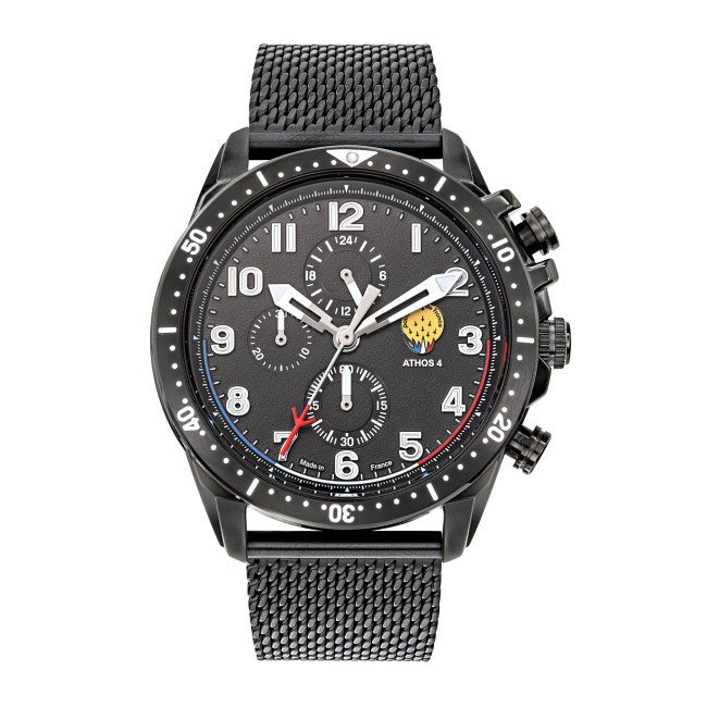 Montre Athos 4 cadran noir bracelet métal noir - Patrouille de France
