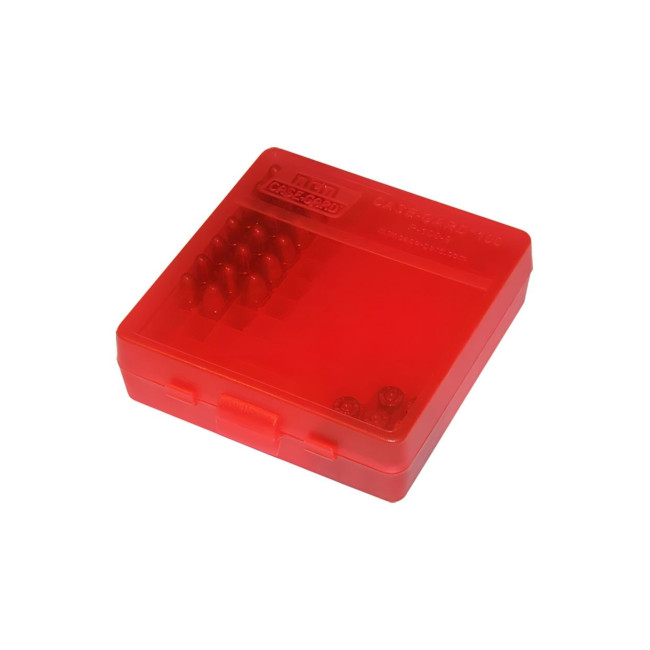 Boite munition 100 cartouches à couvercle pour .22 LR, Rouge - MTM Case-Gard