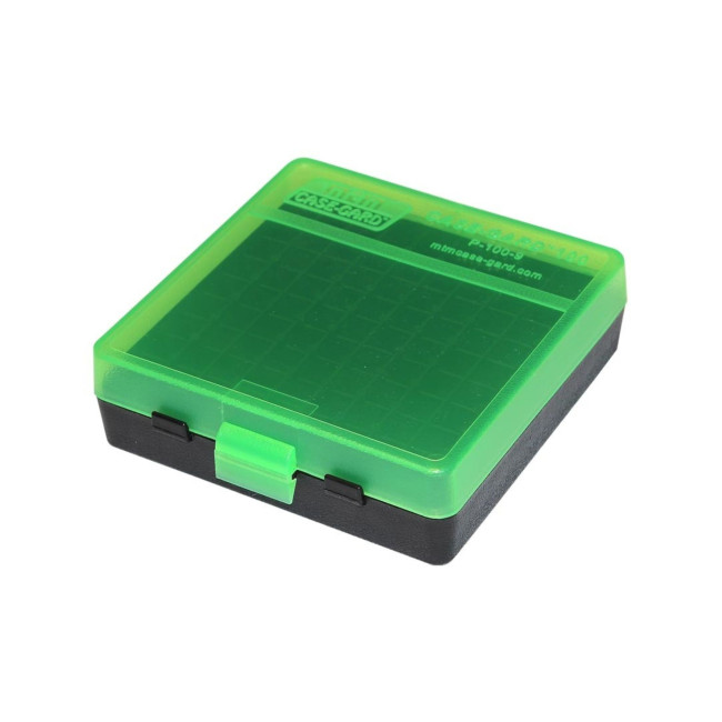 Munitiebox 100 patronen met deksel voor 38 . 357 Groen Zwart - MTM Case-Gard