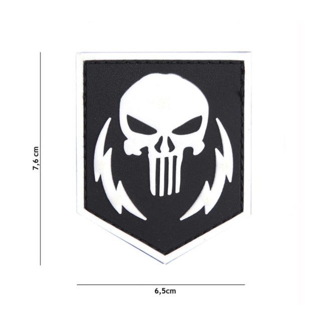 3D PVC-Patch Punisher Thunder Strokes weiß - 101 Inc
