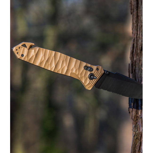 Nóż kieszonkowy Cac® S200 ząbkowany PA6 Vengeur Edition tan - TB Outdoor