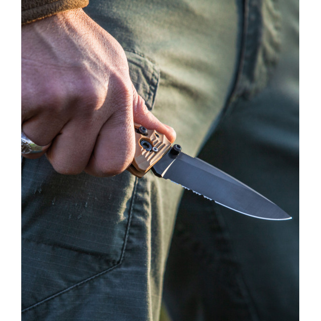 Couteau de poche Cac® S200 serration PA6 Vengeur Edition tan - TB Outdoor
