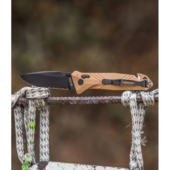 Nóż kieszonkowy Cac® ząbkowany PA6 Vengeur Edition tan - TB Outdoor