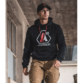 Hoodie A10 schwarz mit weißen / roten Logos - A10 Equipment