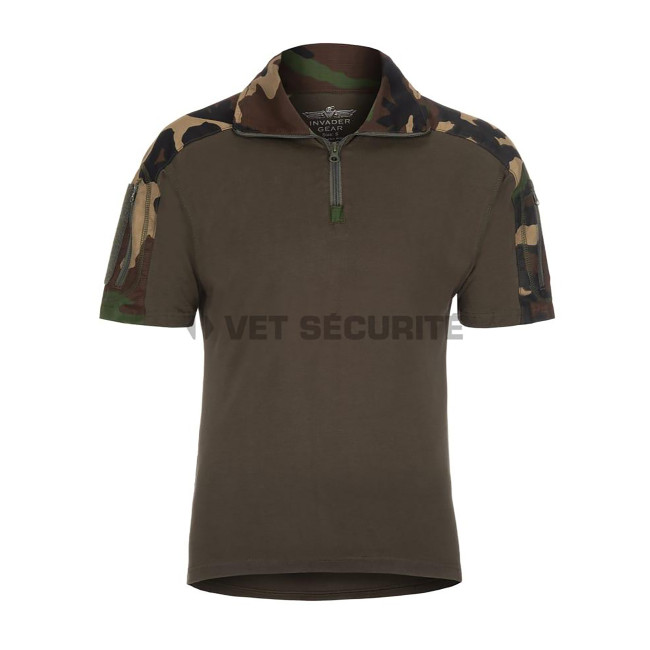 Chemise de combat à manches courtes Woodland - Invader Gear