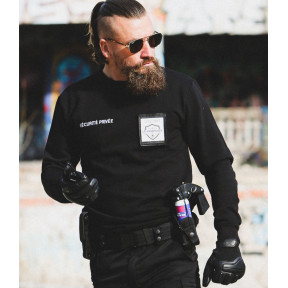 Bluza Bezpieczeństwo Czarna z dużym oknem na numer służbowy - CityGuard