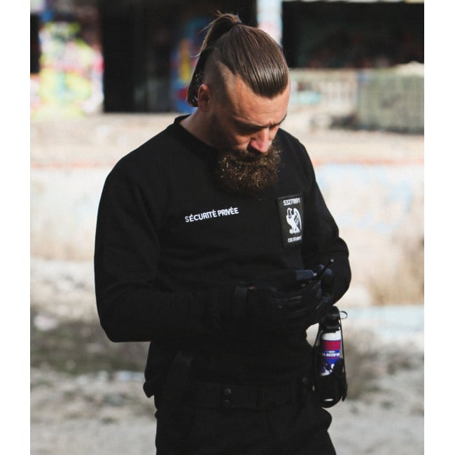 Sweatshirt Sécurité Noir avec grande fenêtre matricule - CityGuard