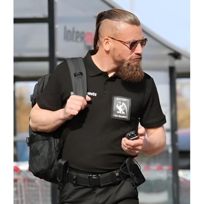 Polo bawełniane Ochrona Czarne z dużym okienkiem na numer - CityGuard