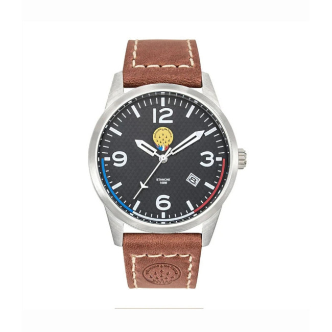 AIRSHOW Uhr mit braunem Lederarmband - Patrouille de France