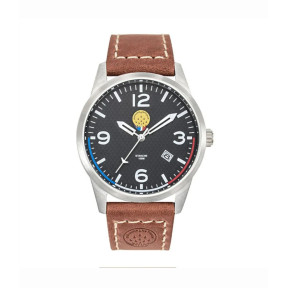 Montre AIRSHOW bracelet cuir marron - Patrouille de France