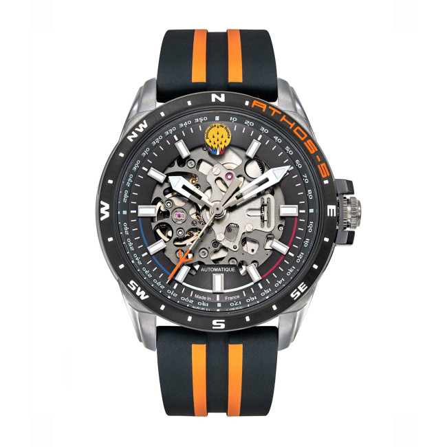 ATHOS 5 Uhr mit schwarz-orangefarbenem Silikonarmband - Patrouille de France
