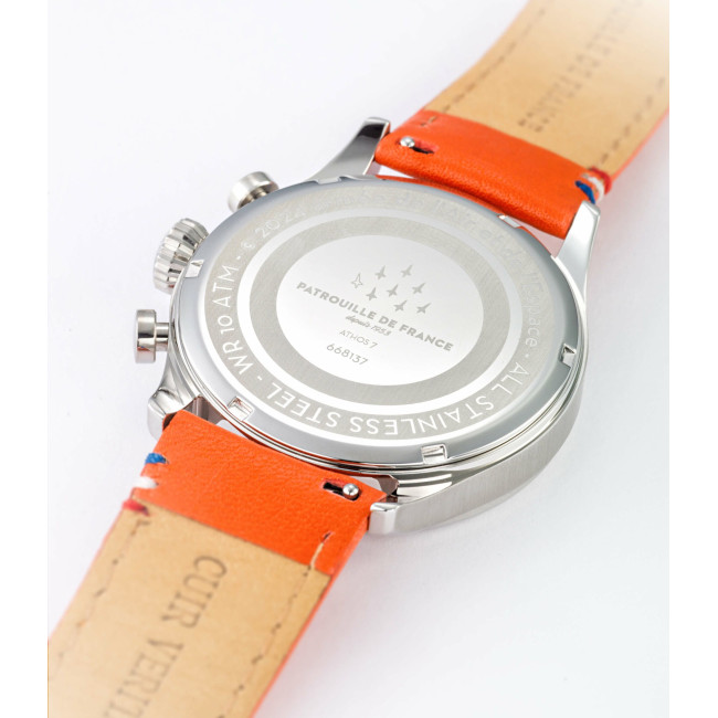 Montre ATHOS 7 bracelet cuir orange - Patrouille de France