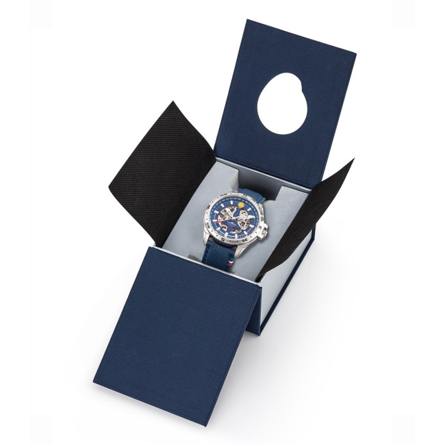 ATHOS 8 Uhr mit blauem Lederarmband und blauem Zifferblatt - Patrouille de France