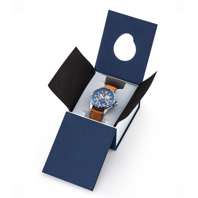 Montre ATHOS 8 bracelet cuir et cadran bleu - Patrouille de France