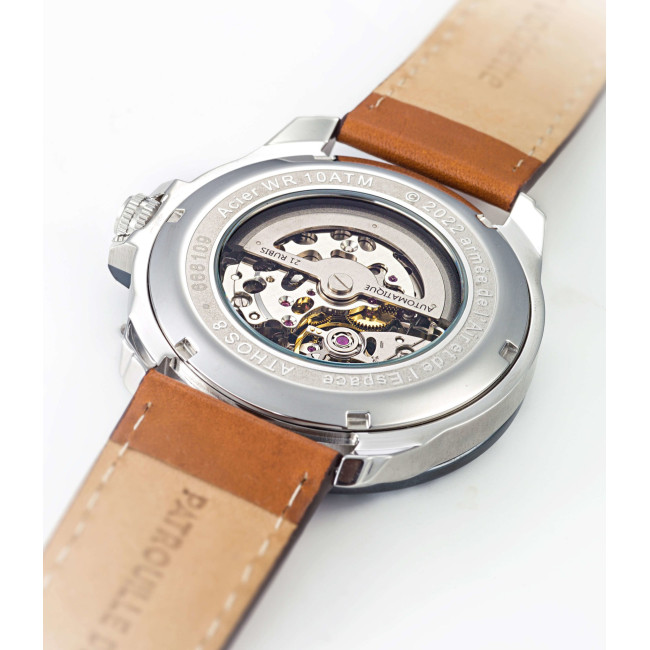 ATHOS 8 Uhr mit Lederarmband und blauem Zifferblatt - Patrouille de France