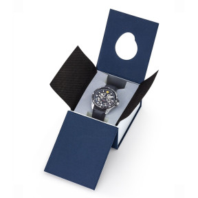 ATHOS 8 horloge zwarte leren armband en zwarte wijzerplaat - Patrouille de France