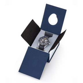 ATHOS 8 horloge zwarte leren armband en zwarte wijzerplaat - Patrouille de France