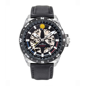 Montre ATHOS 8 bracelet cuir noir et cadran noir - Patrouille de France