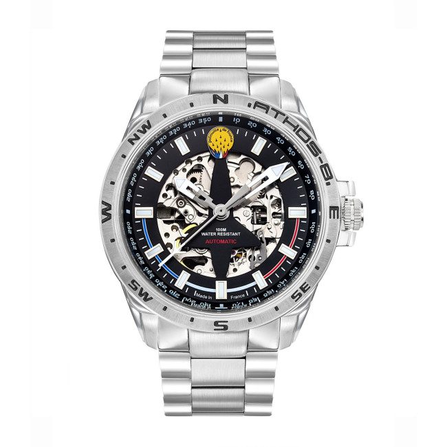 Montre ATHOS 8 bracelet métal et cadran noir/gris - Patrouille de France