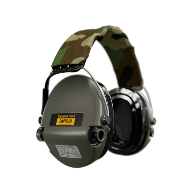 Casque anti-bruit Suprême Pro-X LED vert olive serre-tête tissu camo - MSA Sordin
