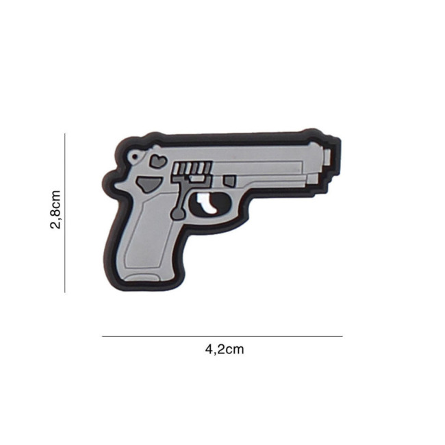 9 mm wapen patch in 3D PVC - grijs - 101 Inc
