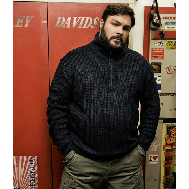 Sweter z dekoltem V na zamek Czarny - Brandit