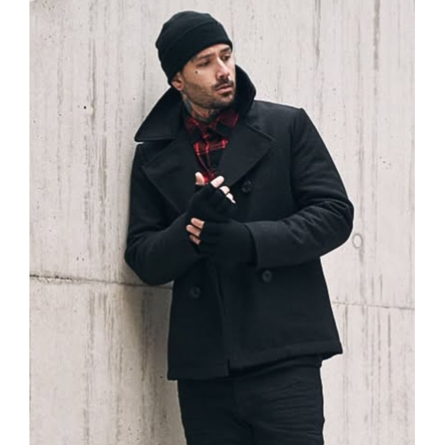 Wełniany płaszcz marynarski Pea Coat Czarny - Brandit